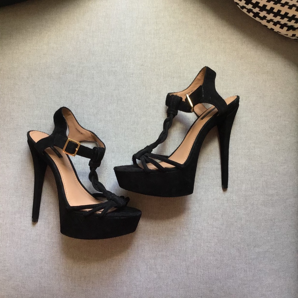 Rachel Zoe T-Strap Suede Platform Sandals Sz 9